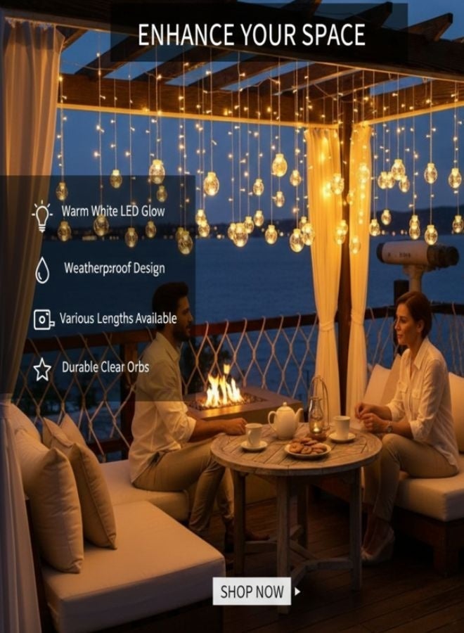 ZEESQUARE Warm White Curtain String Lights with Hanging Bulb Design – Decorative LED Fairy Lights for Bedroom, Living Room, Wedding & Home Décor - Image 4